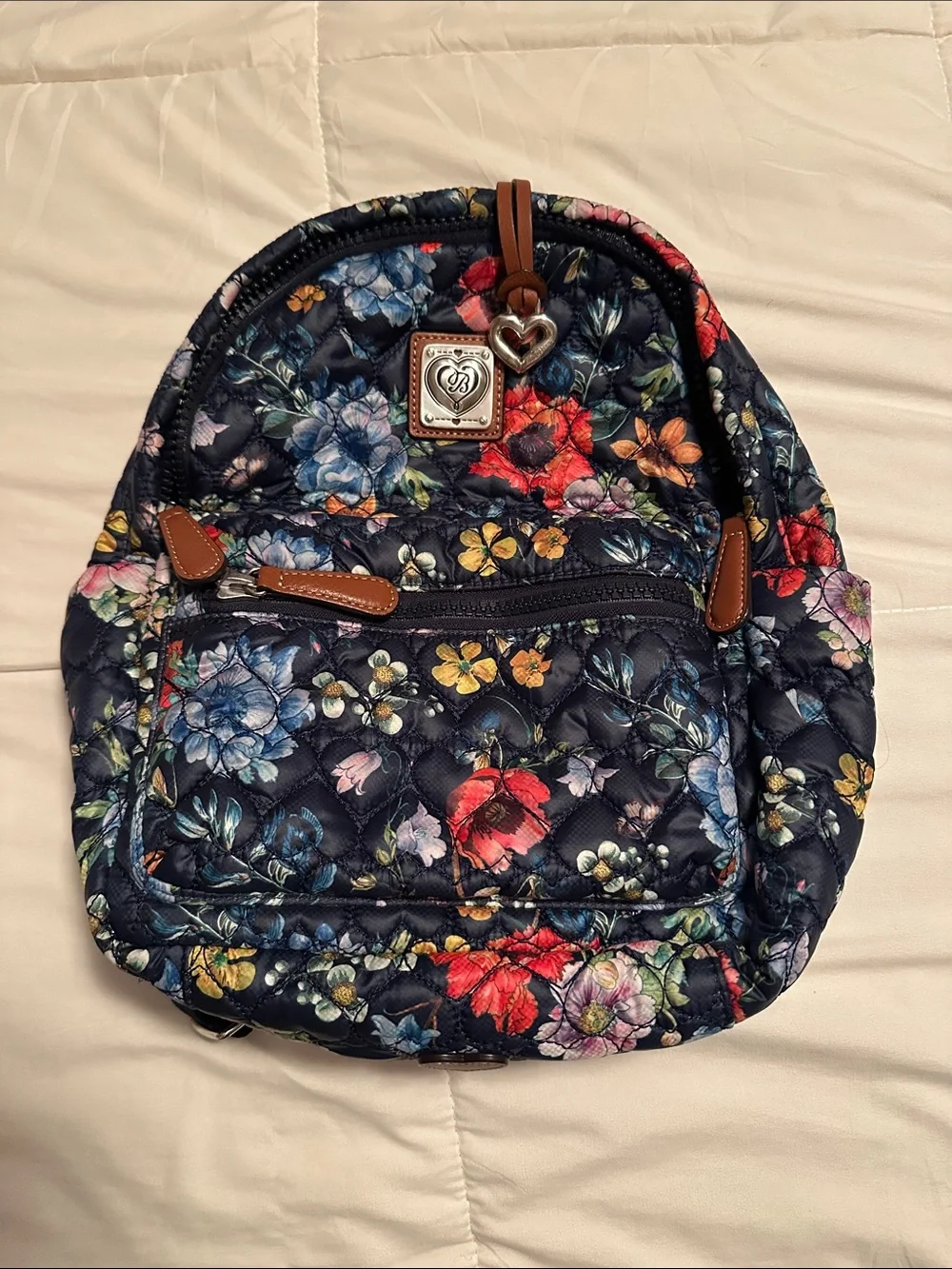 Brighton Kingston Heart to Heart Quilted Floral Backpack - Navy Floral